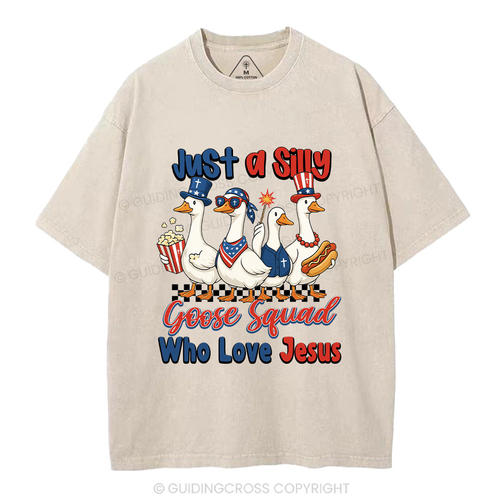 Silly Goose Squad Who Love Jesus Christian Washed T-Shirt