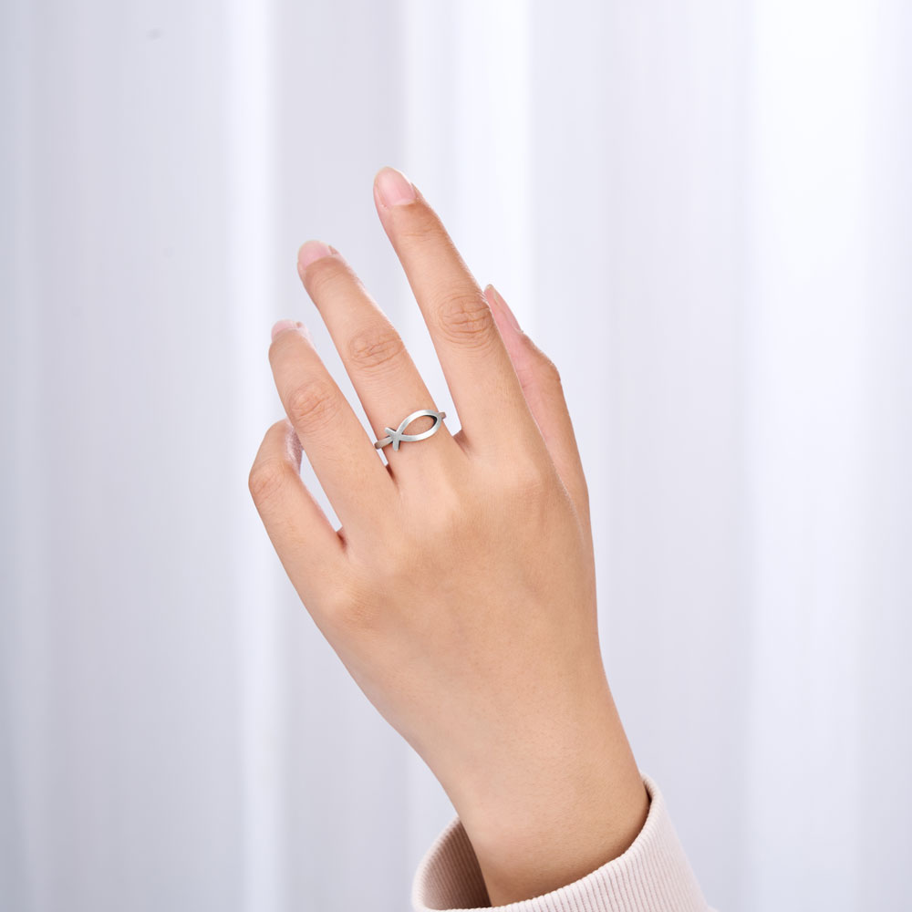 Simple Fish Christian 925 Sterling Silver Ring