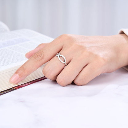Simple Fish Christian 925 Sterling Silver Ring