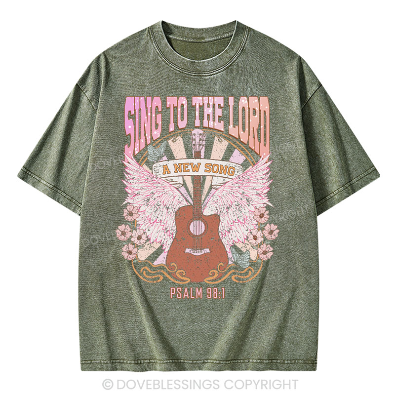 Sing to The Lord A New Song Christian Washed T-Shirt