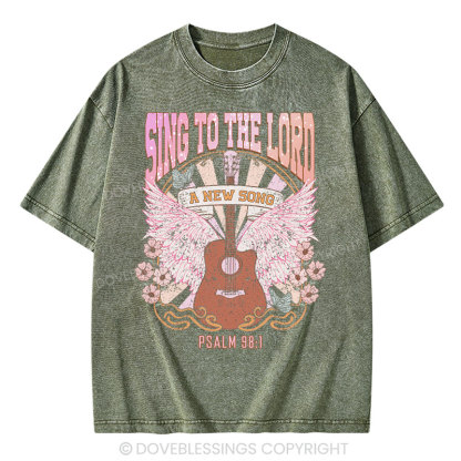 Sing to The Lord A New Song Christian Washed T-Shirt