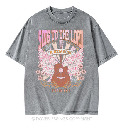 Sing to The Lord A New Song Christian Washed T-Shirt