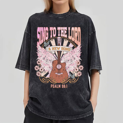 Sing to The Lord A New Song Christian Washed T-Shirt