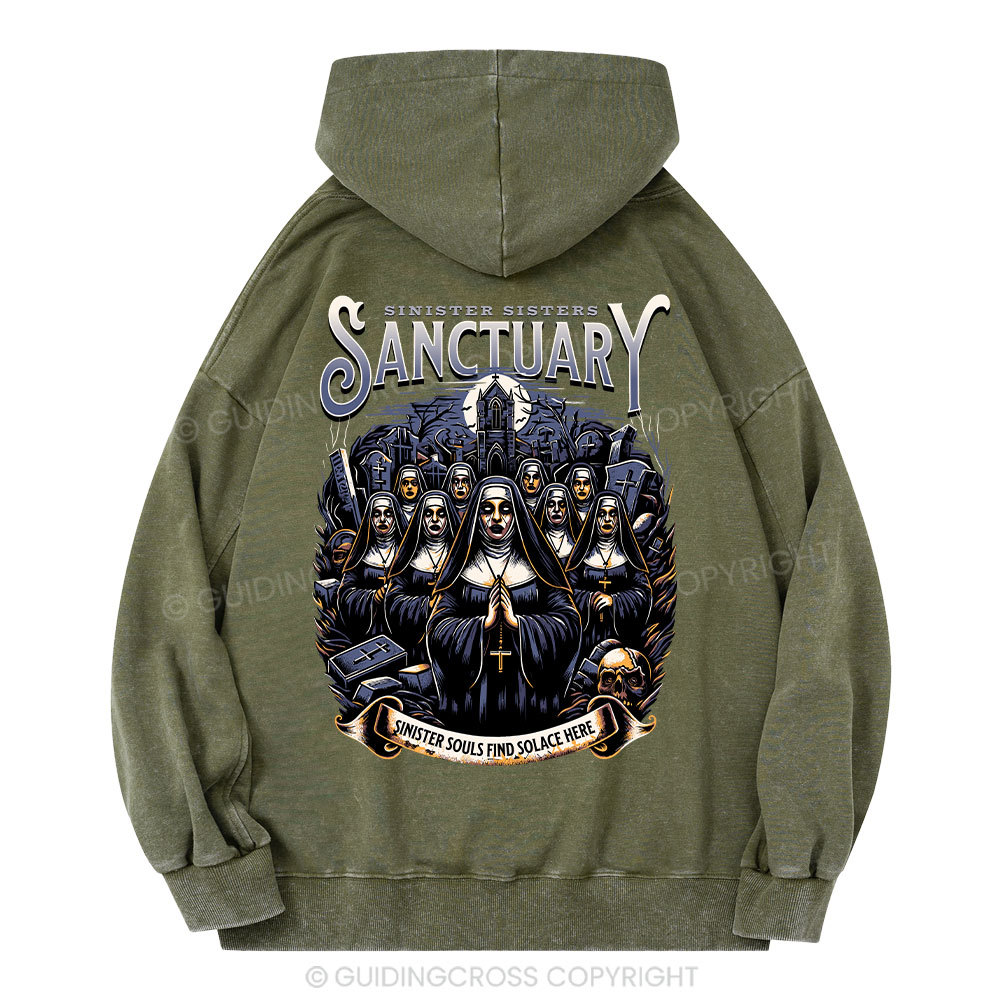 Sinister Sanctuary Christian Washed Hoodie