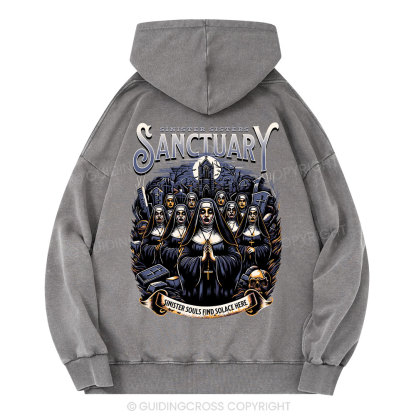 Sinister Sanctuary Christian Washed Hoodie