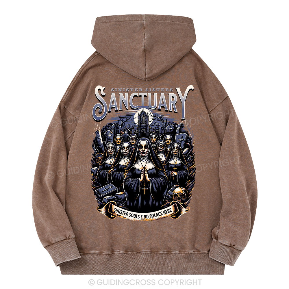 Sinister Sanctuary Christian Washed Hoodie