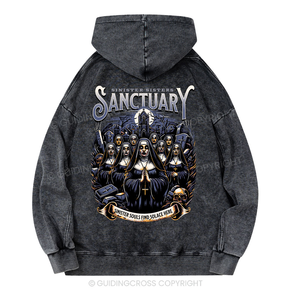 Sinister Sanctuary Christian Washed Hoodie
