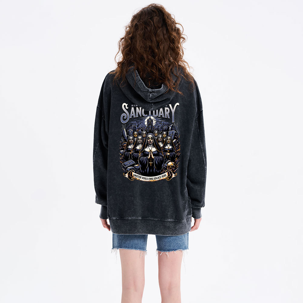 Sinister Sanctuary Christian Washed Hoodie