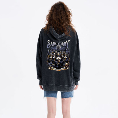 Sinister Sanctuary Christian Washed Hoodie