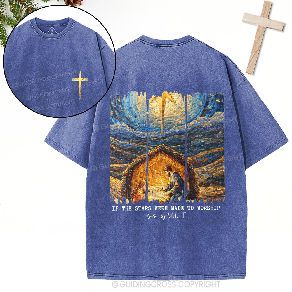 So Will I Christian Christmas Washed T-Shirt