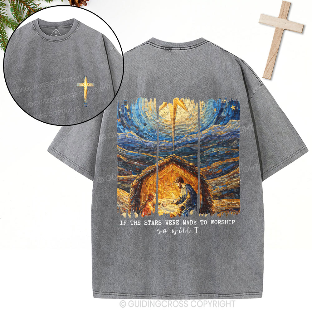So Will I Christian Christmas Washed T-Shirt