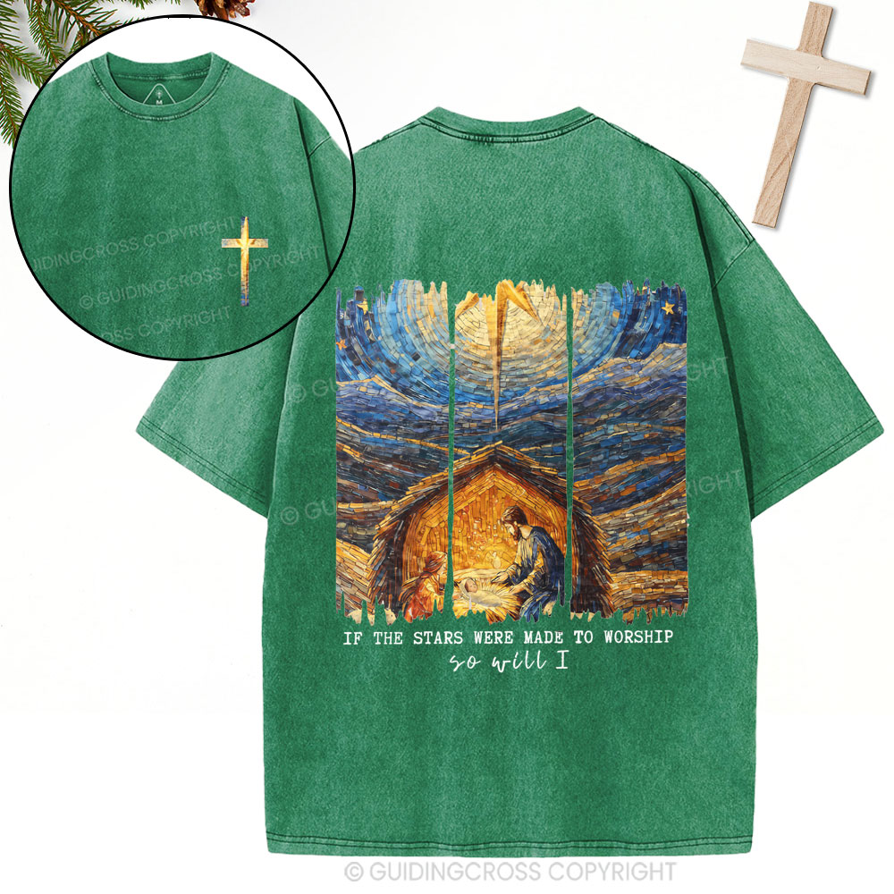 So Will I Christian Christmas Washed T-Shirt