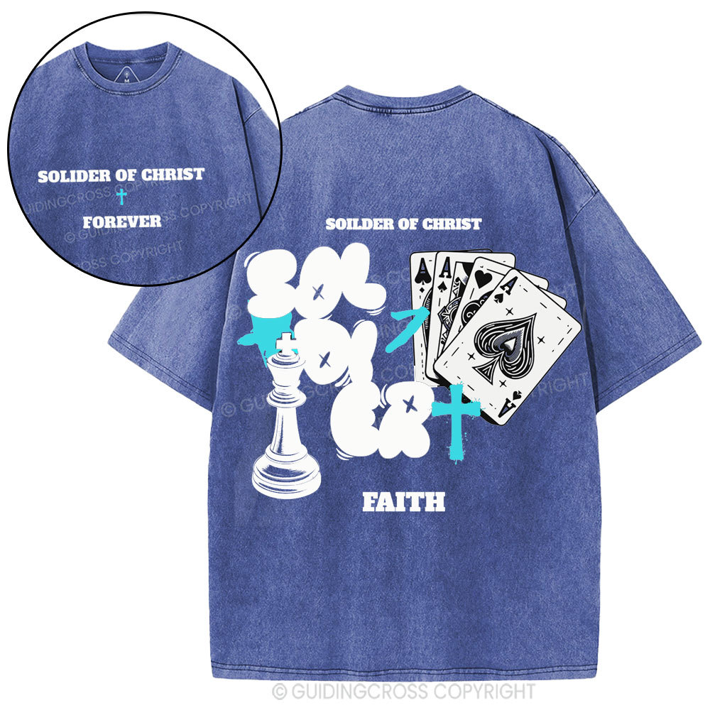 Solder Of Christ Faith Christian Washed T-Shirt