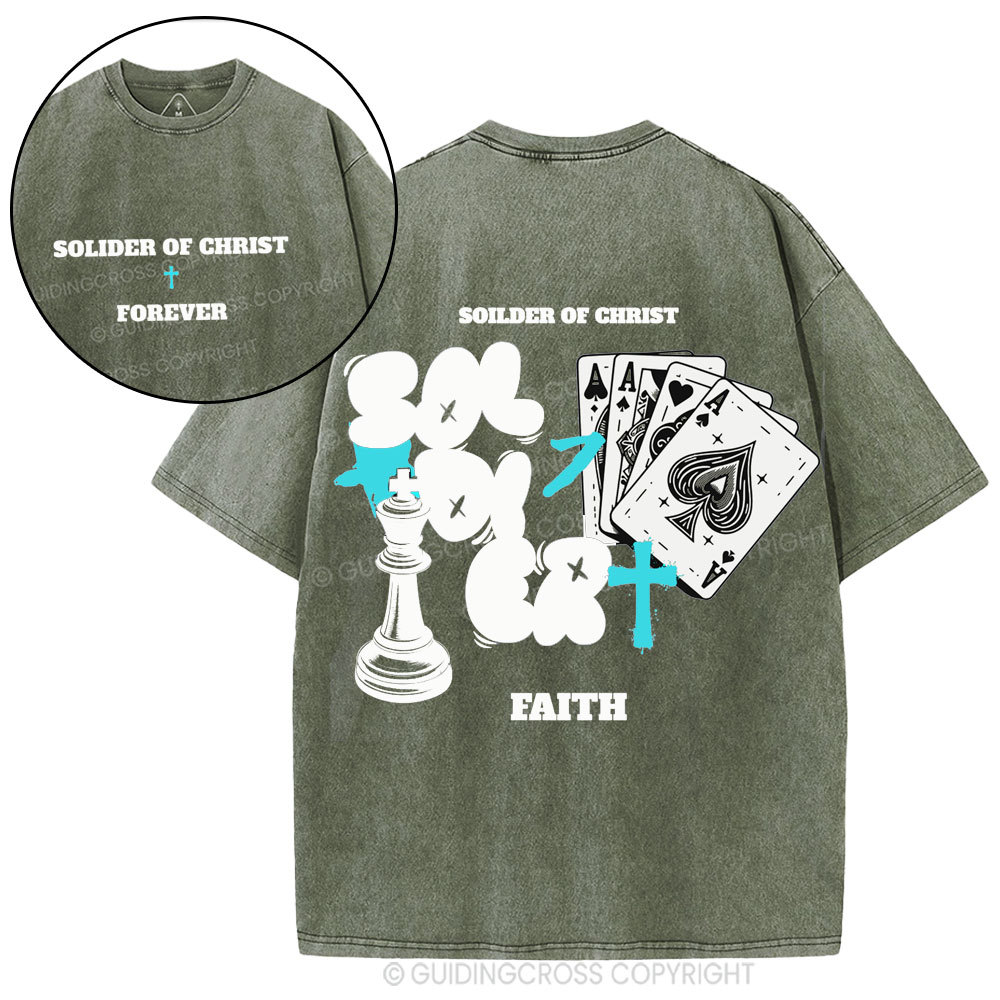 Solder Of Christ Faith Christian Washed T-Shirt
