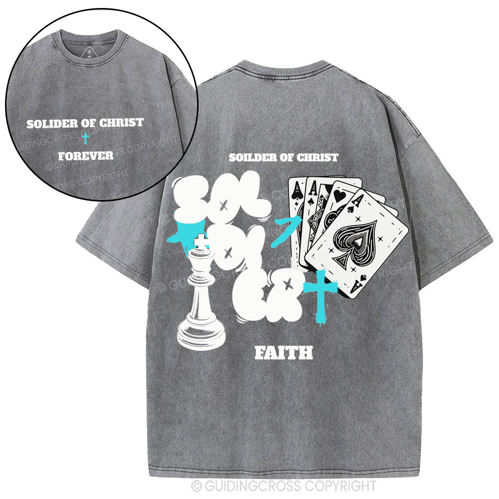 Solder Of Christ Faith Christian Washed T-Shirt