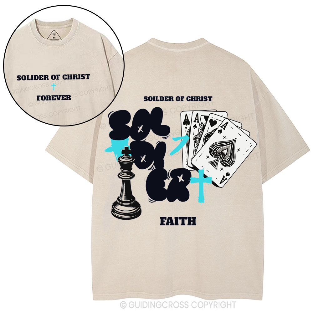 Solder Of Christ Faith Christian Washed T-Shirt