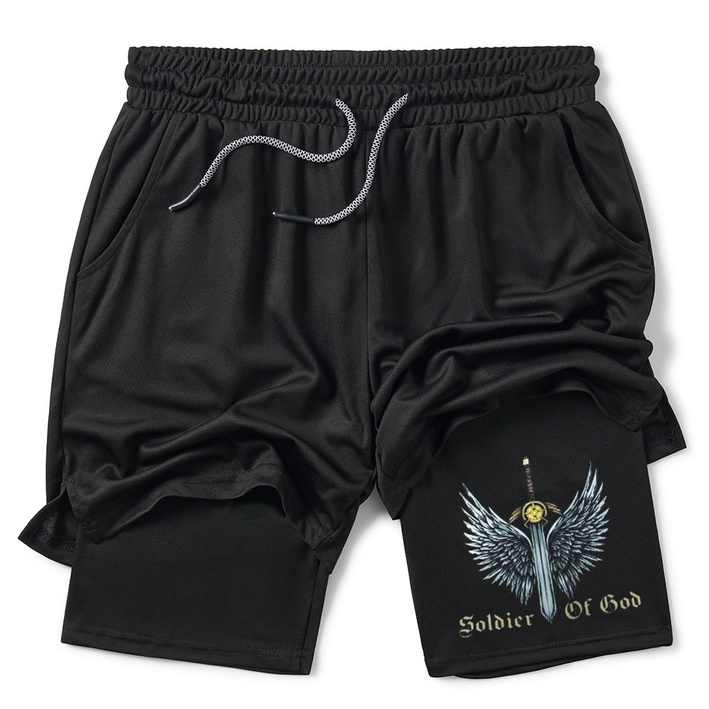 Solvier Of God Christian Performance Shorts