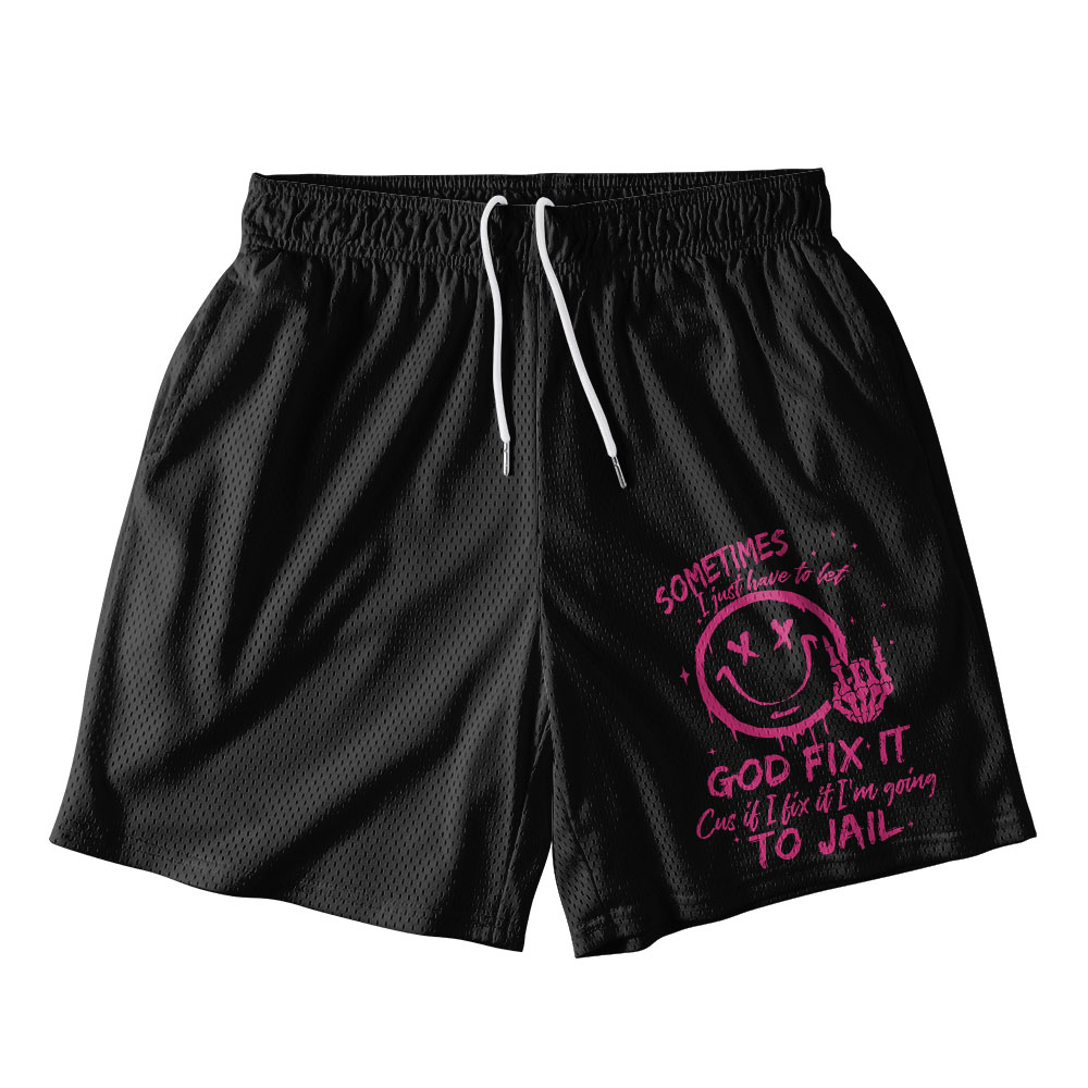 Sometimes I Just Have To Let Black Christian Mesh Shorts
