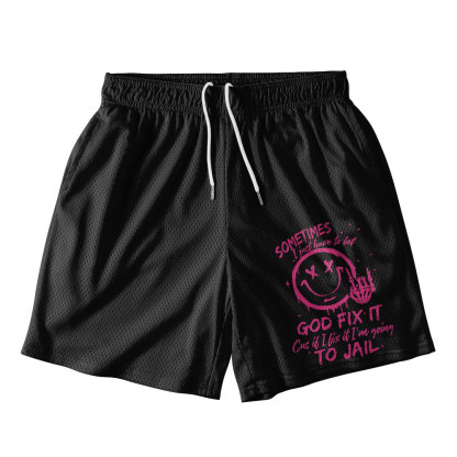 Sometimes I Just Have To Let Black Christian Mesh Shorts