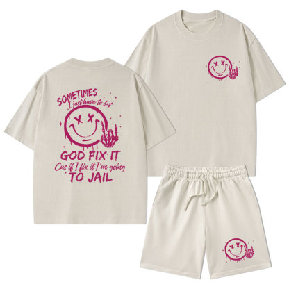 Sometimes I Just Have To Let Christian Washed T-Shirt & Shorts