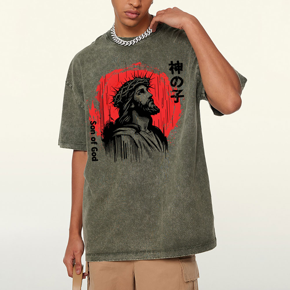 Son Of God Jesus Christian Washed T-Shirt