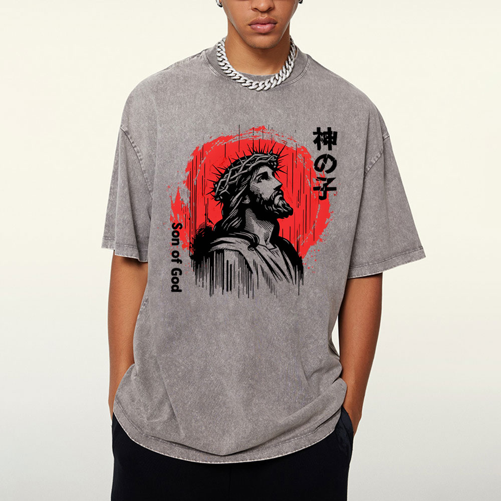 Son Of God Jesus Christian Washed T-Shirt