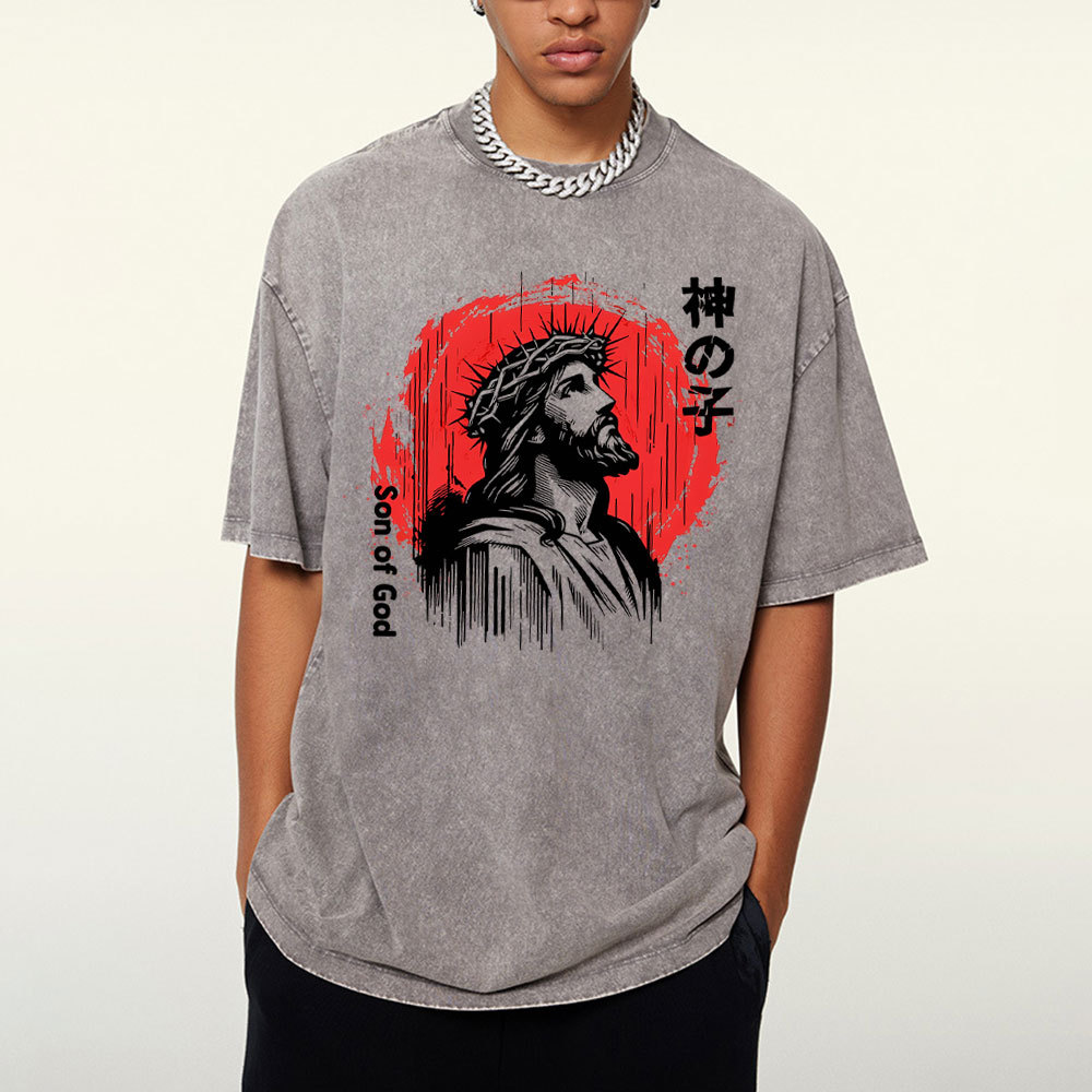 Son Of God Jesus Christian Washed T-Shirt