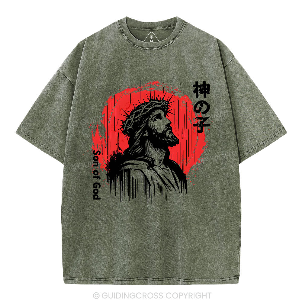Son Of God Jesus Christian Washed T-Shirt