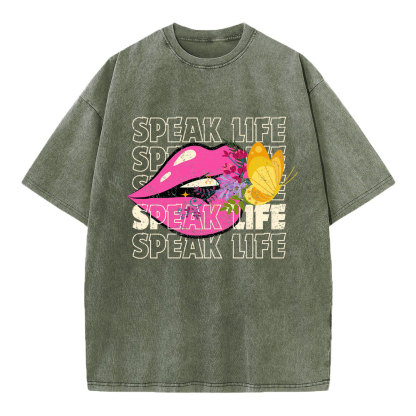 Speak Life Christian Washed T-Shirt