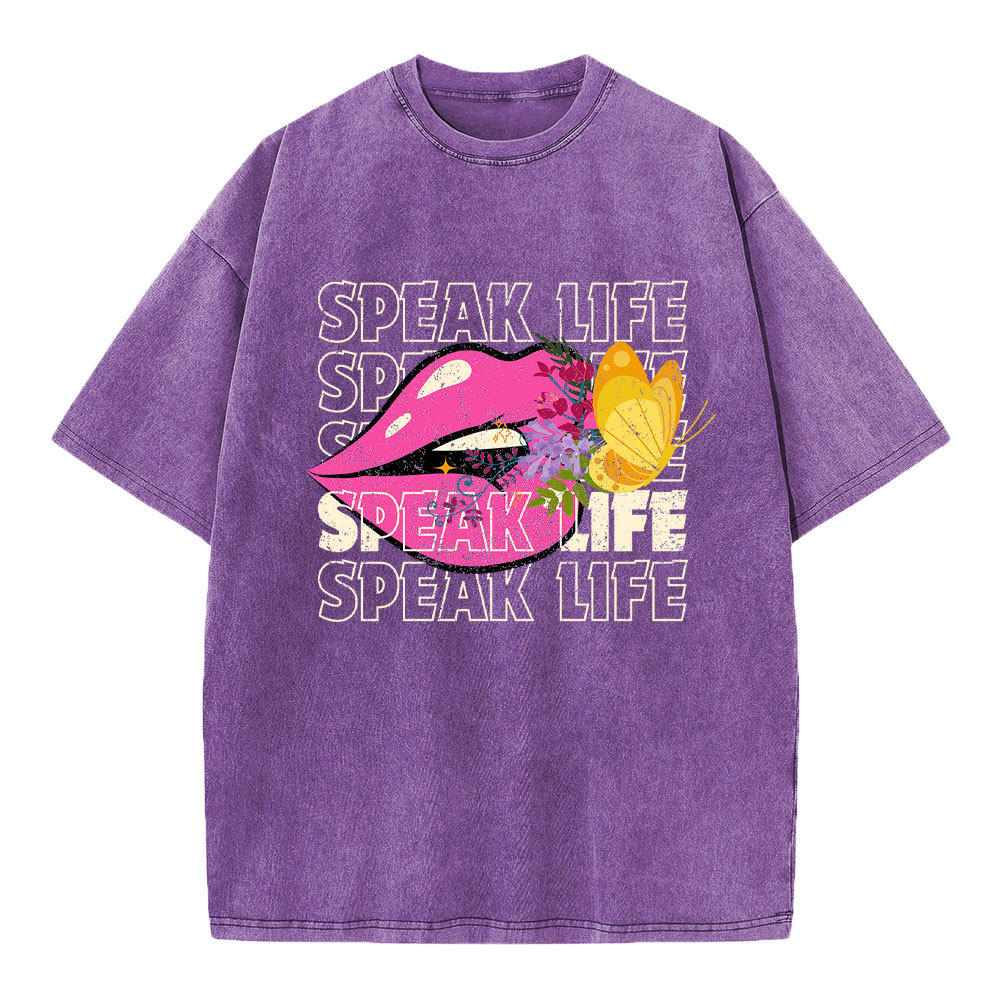 Speak Life Christian Washed T-Shirt