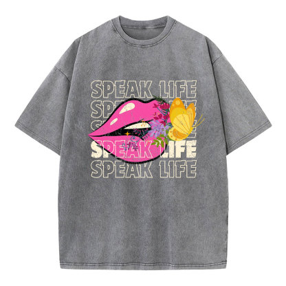 Speak Life Christian Washed T-Shirt