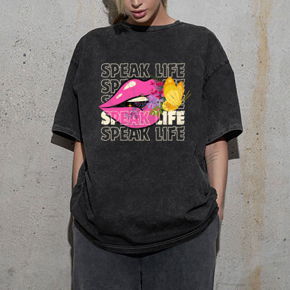 Speak Life Christian Washed T-Shirt