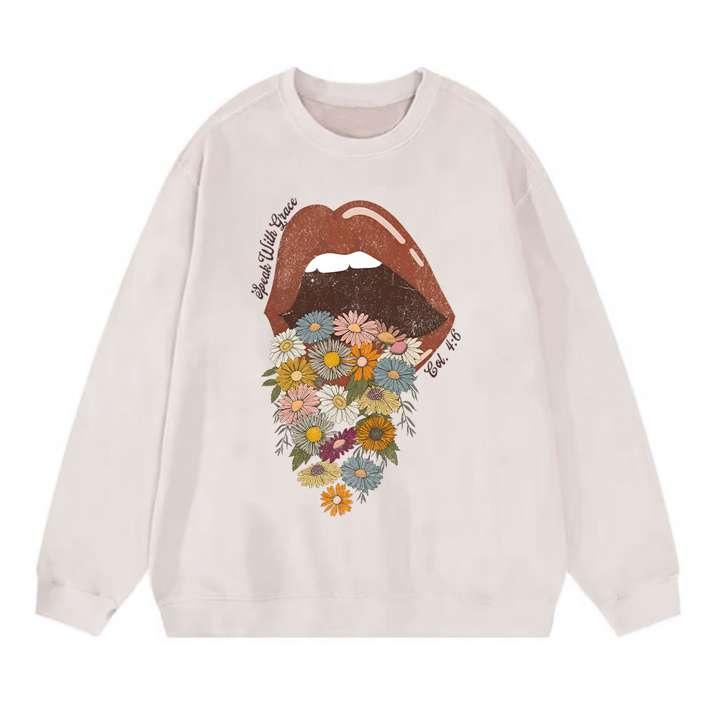 Speak With Grace Christian Washed Sweatshirt Sale - GuidingCross