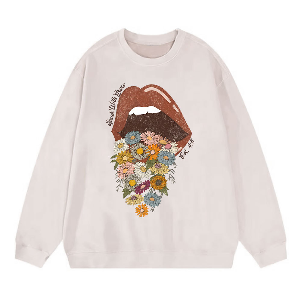 Speak With Grace Christian Washed Sweatshirt Sale - GuidingCross