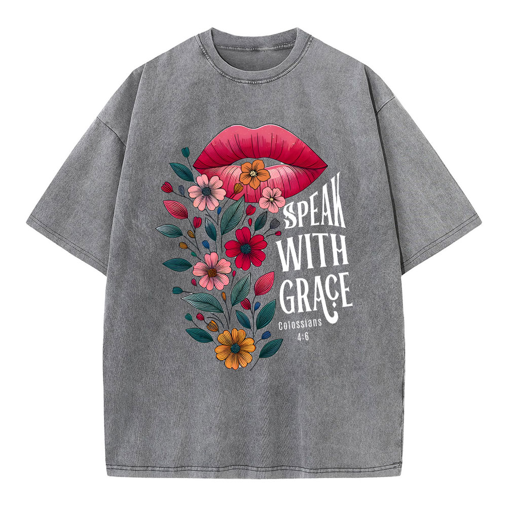 Speak With Grace Christian Washed T-Shirt
