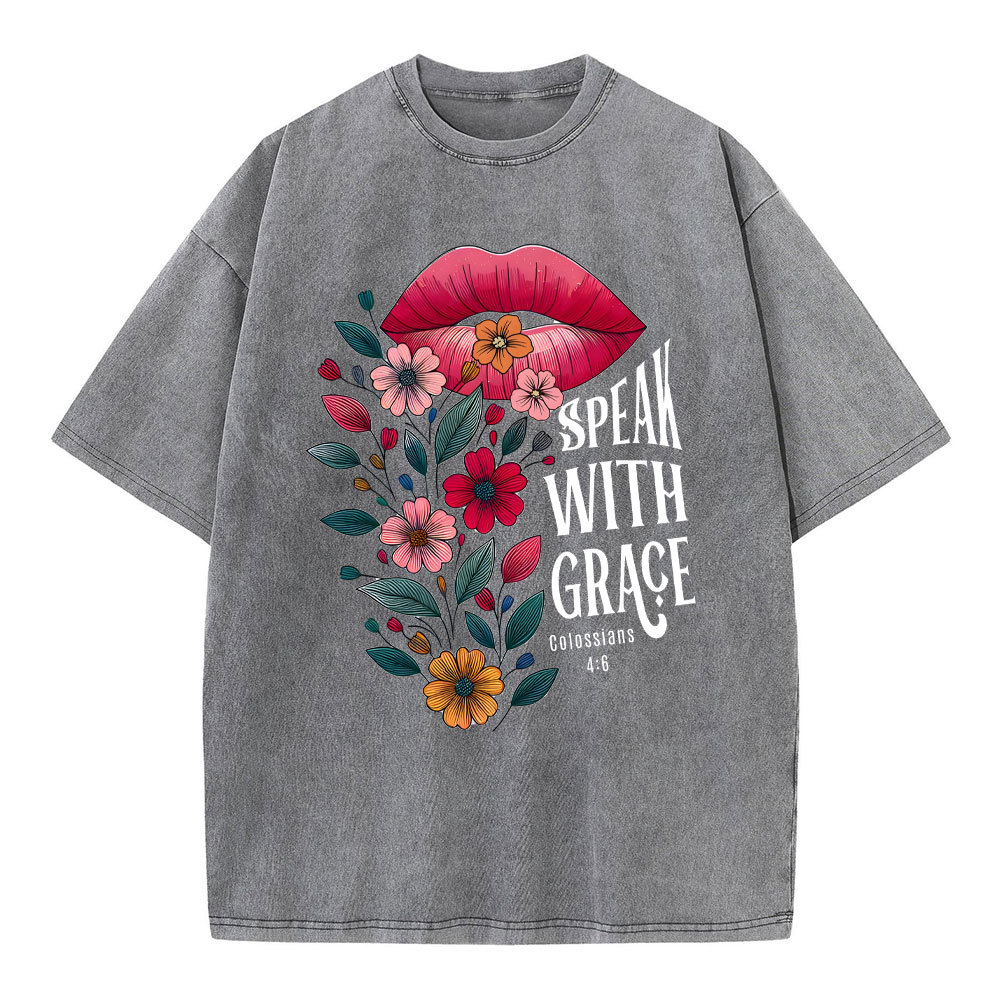 Speak With Grace Christian Washed T-Shirt