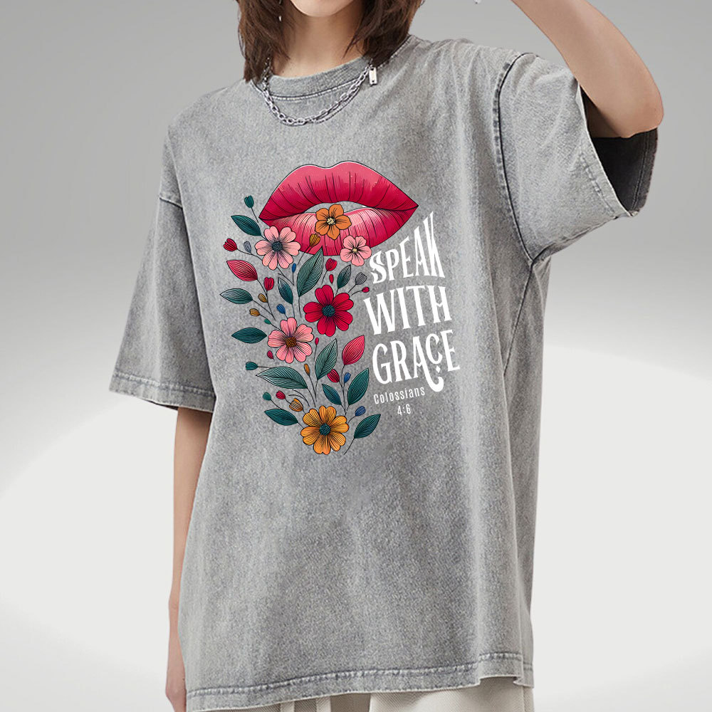 Speak With Grace Christian Washed T-Shirt
