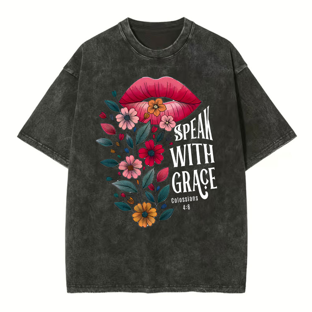 Speak With Grace Christian Washed T-Shirt
