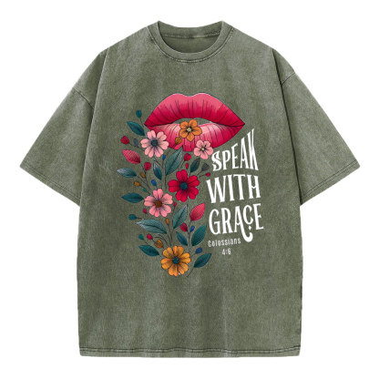 Speak With Grace Christian Washed T-Shirt
