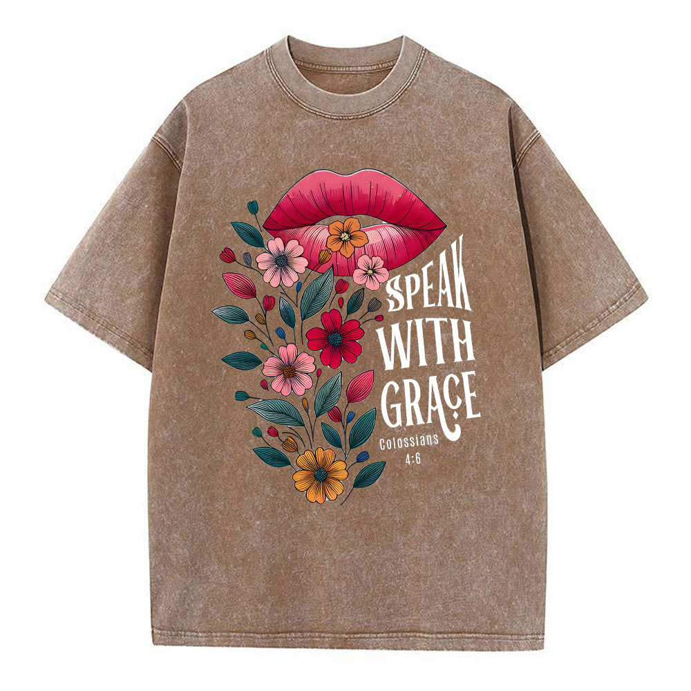 Speak With Grace Christian Washed T-Shirt