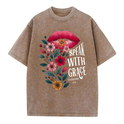 Speak With Grace Christian Washed T-Shirt