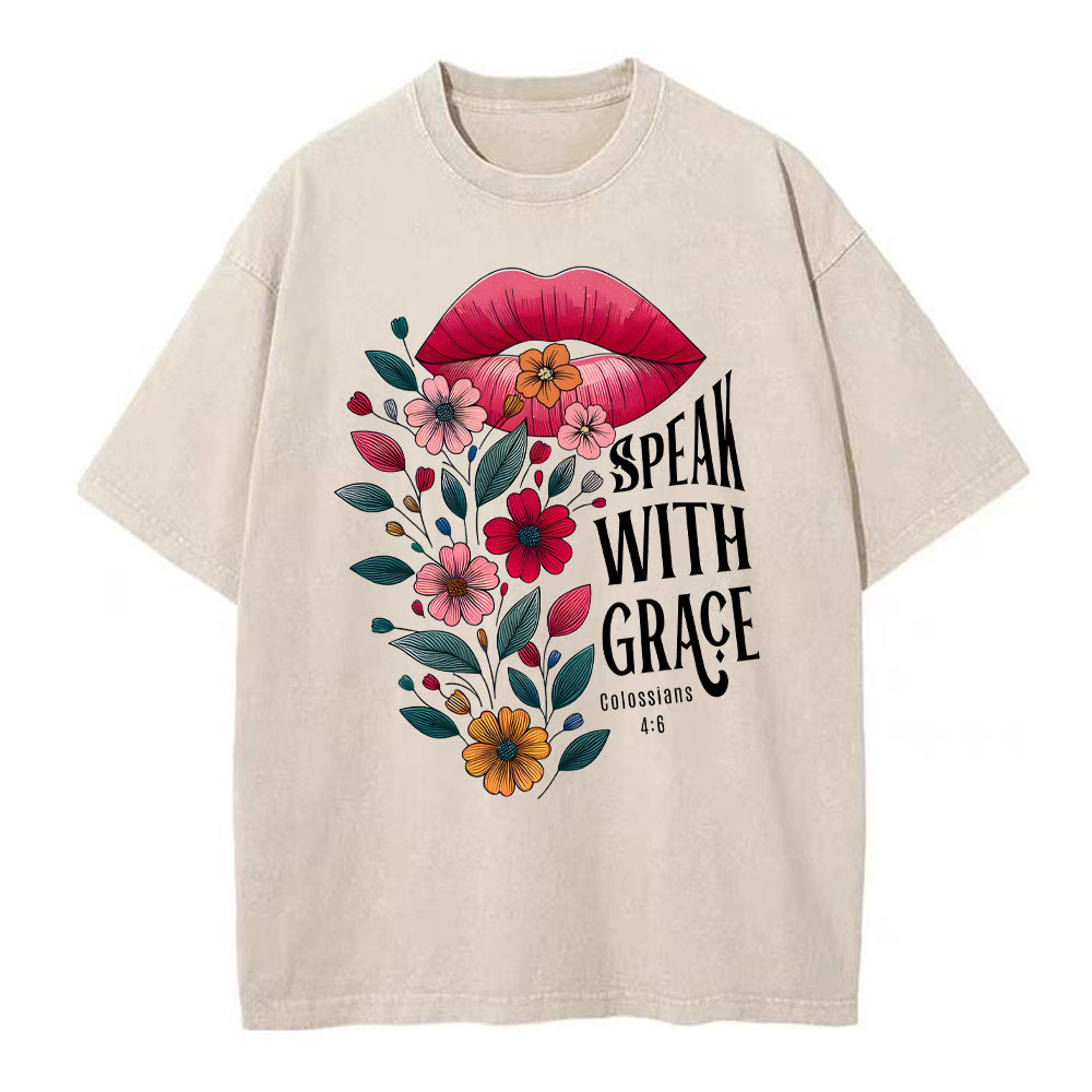Speak With Grace Christian Washed T-Shirt