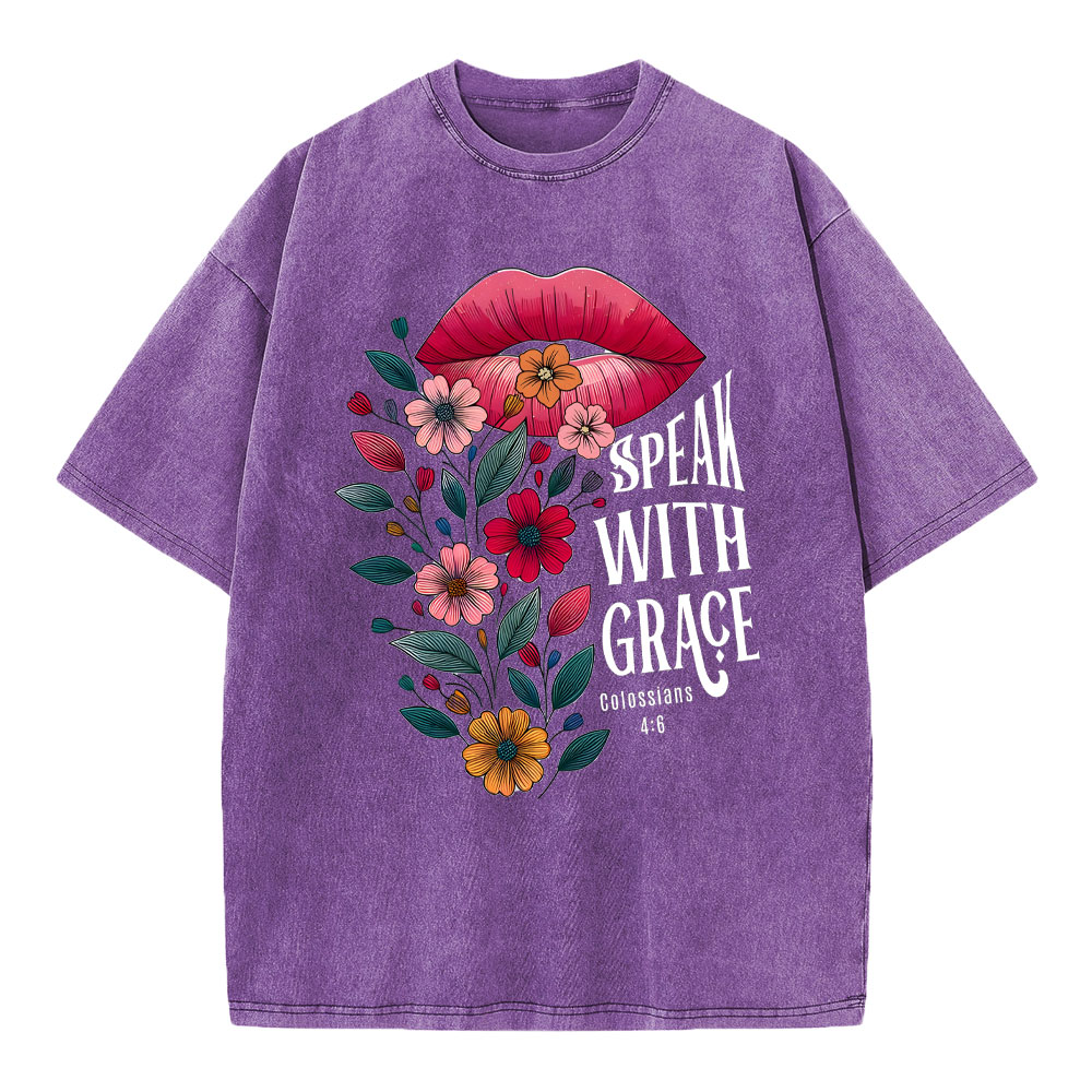 Speak With Grace Christian Washed T-Shirt