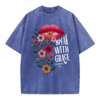 Speak With Grace Christian Washed T-Shirt