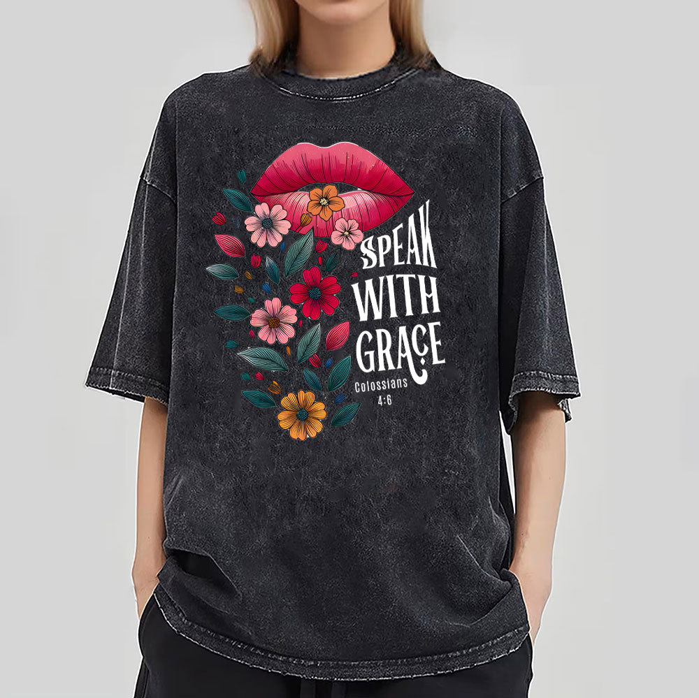 Speak With Grace Christian Washed T-Shirt