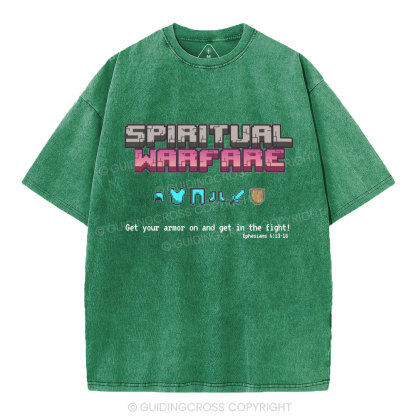Spiritual Warfare Christian Washed T-Shirt