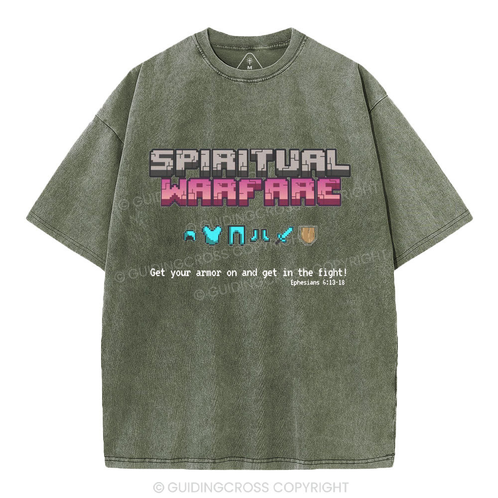 Spiritual Warfare Christian Washed T-Shirt