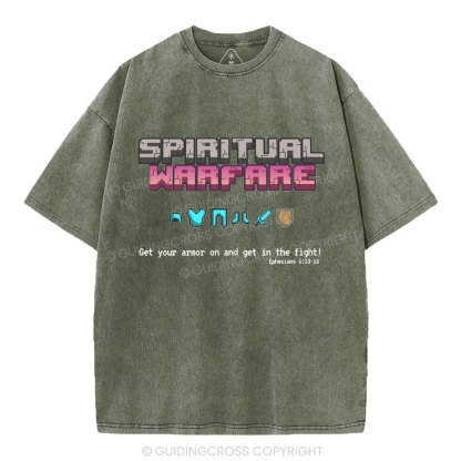 Spiritual Warfare Christian Washed T-Shirt