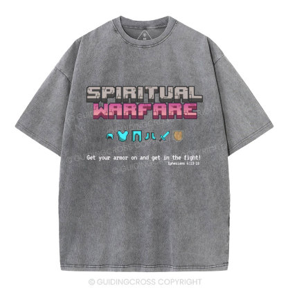 Spiritual Warfare Christian Washed T-Shirt