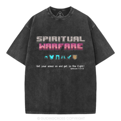 Spiritual Warfare Christian Washed T-Shirt